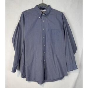 Tommy Hilfiger Shirt Mens Large L Blue Plaid Button Down Long Sleeve 17.5 34